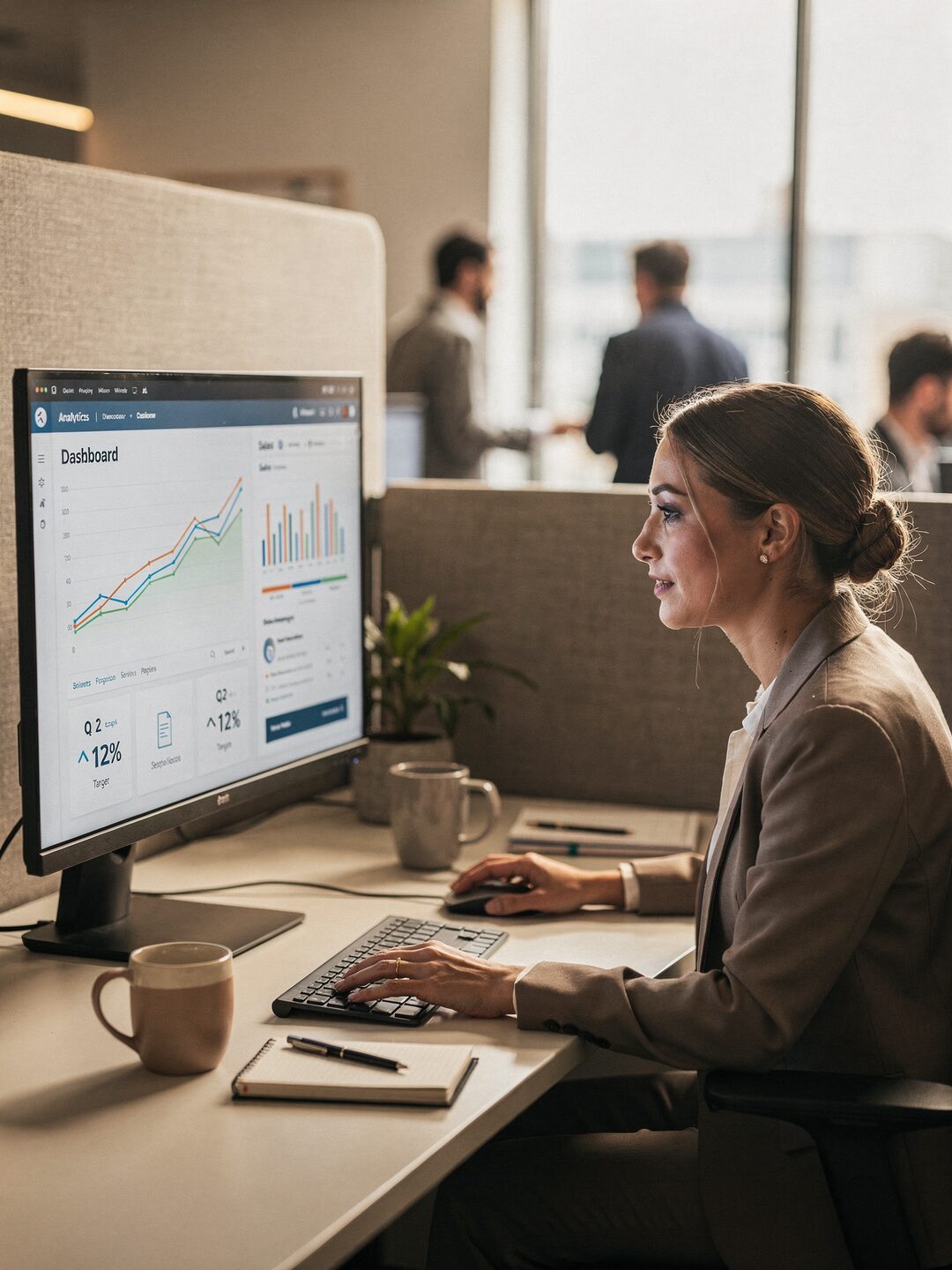 Regional sales manager reviewing a JARVIS coworker dashboard